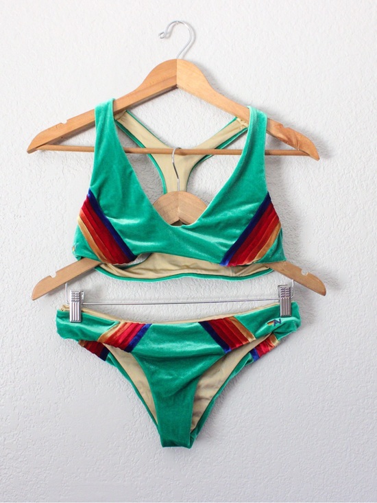 Aviator Nation Other - Aviator Nation Green with Rainbow Stripe Bikini